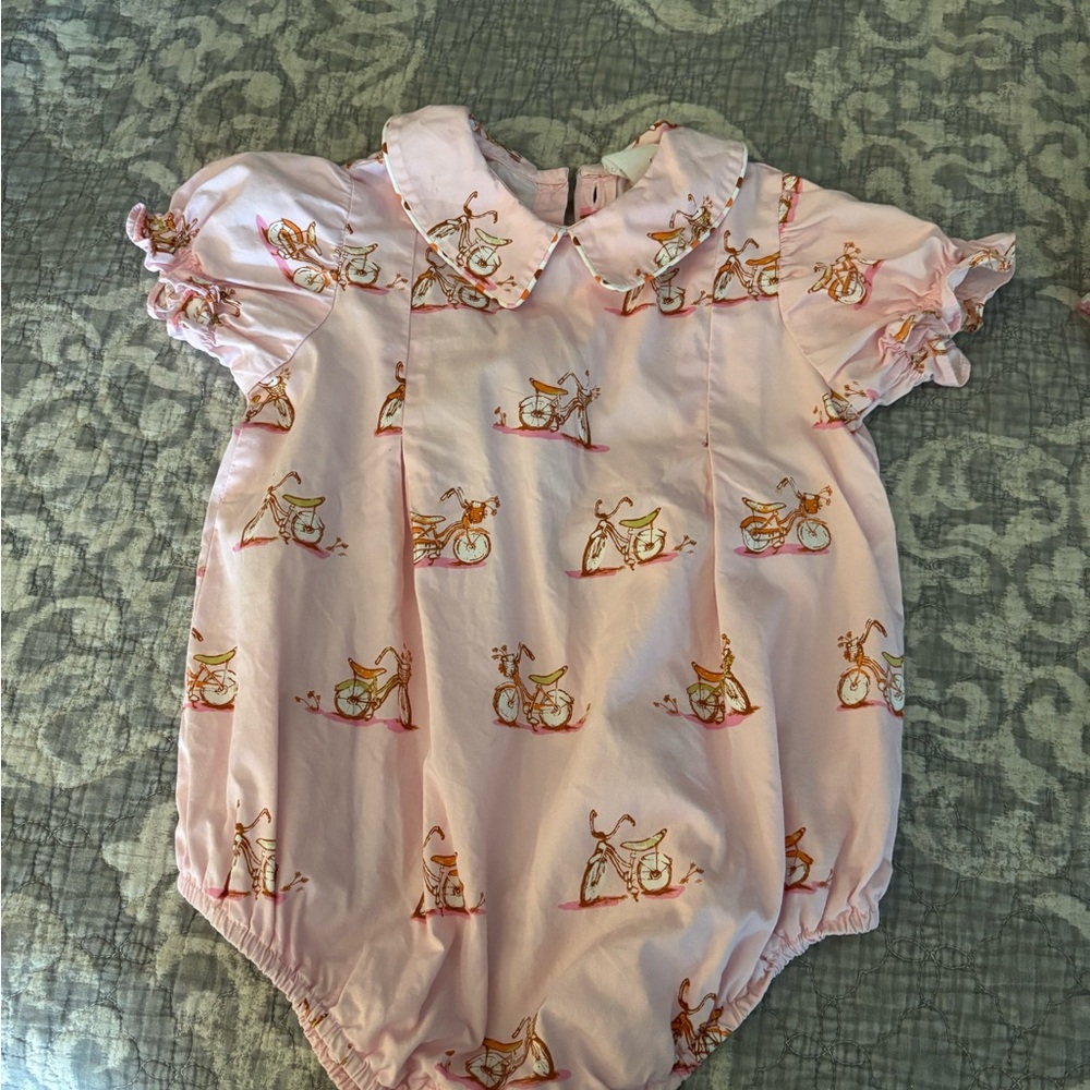 Pink Kids One Piece with Bicycle Print